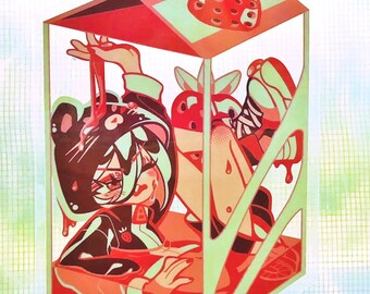 透明なイチゴミルクステッカー