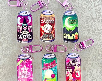 Pixel Art Soda Keychains