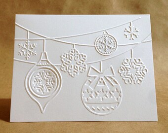 Embossed Holographic Christmas Card, Vintage-style Holiday Ornaments Theme  - Etsy