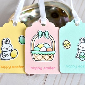 Handmade Easter Basket Gift Tags Blank Happy Easter Tags Pastel Easter Bunny Tags Easter Egg Tag Set Easter Gift for Daughter image 1