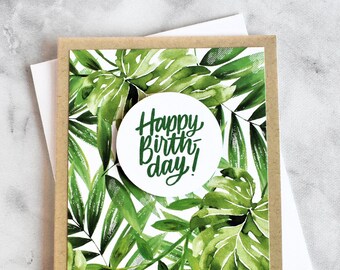 Monstera Plant Birthday Card - Handmade Houseplant Card