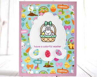 Happy Easter Card - Handmade Easter Egg Greeting Card for Kids - Easter Basket Card - Happy Spring Card - Cute Easter Card for Granddaughter