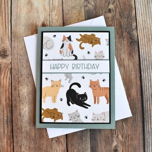 Cat Birthday Card - Handmade Kitty Birthday Card - Cat Lover Gift for Girls - Cute Birthday Card for Daughter - Animal Lover Birthday Card