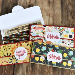 Handgemachter Geburtstag Geldhalter 4er-Set - Dekorative Geschenkumschläge