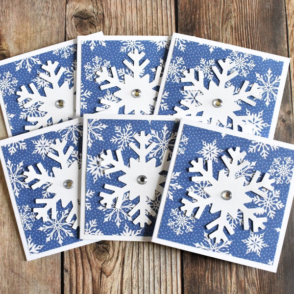 Blank Mini Christmas Notecards - Mini Snowflake Holiday Note Card Set - Winter Lunchbox Notes Christmas - Miniature Love Notes for Husband