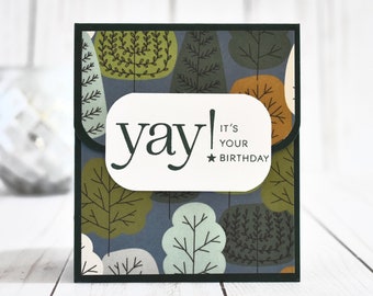 Birthday Gift Card Holder for Dad - Husband Gift Card Holder - Boyfriend Birthday Gift Hiking - Outdoor Trees Nature Money Holders for Him