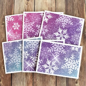 Snowflake Card Set - Handmade Winter Stationary - Christmas Cards with Snowflakes - Blank Holiday Greeting Cards - Modern Watercolor Cards