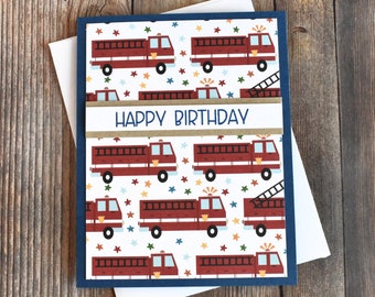 Handmade Firetruck Birthday Card – Kids Fireman Birthday