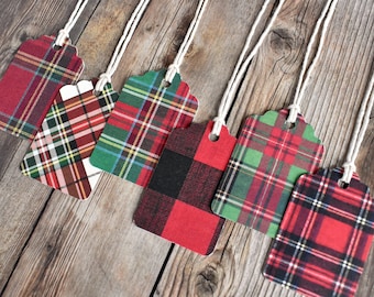 Buffalo Plaid Christmas Gift Tags - Buffalo Check Christmas Tags Handmade - Rustic Variety Christmas Wrapping Tags - Holiday Gift Tags