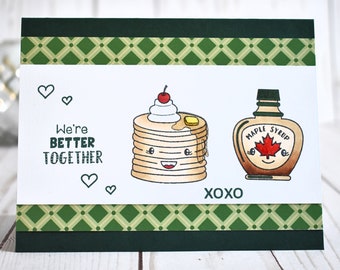 Pancakes & Maple Syrup Anniversary Card for Husband - Funny Love Cards - Handmade Canada Card - Just Because Food Card for Boyfriend