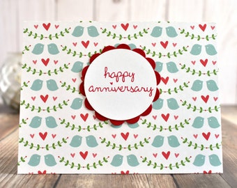 Happy Anniversary Card - Anniversary Card for Parents - Anniversary Card for Him - First Anniversary Card - Lovebirds Card - Boyfriend Card