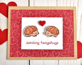 Hedgehog Anniversary Card - Sending Hedgehugs, Kraft Cardstock