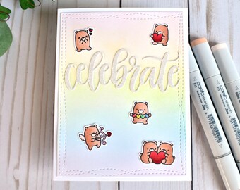 Happy Birthday Card for Best Friend - Daughter Rainbow Birthday Card - Special Engagement Card - Tiny Bears Long Distance Card - Sister Bday