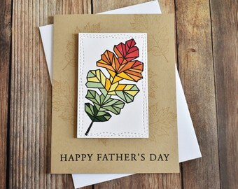 Handmade Oak Leaf Father's Day Card – Hiker Dad Camping Card