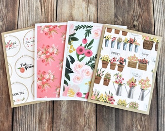 Handmade Market Garden Stationary Set - Blank Floral Note Cards - Gardener Gift Set - Summer Greeting Cards - Farmers Market Botanical Cards