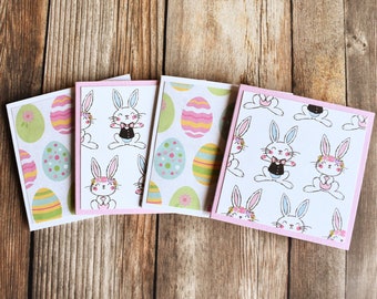 Mini Easter Note Cards - Easter Bunny Cards - Easter Basket Gifts for Kids - Pastel Spring Mini Cards - Easter Egg Stationery