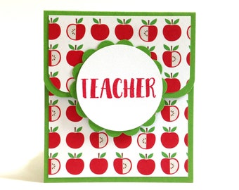 Back to School Gift Card Holder - Handmade Teacher Gift Card Holder - Apple Gift for Teacher - Classroom Gift - Teacher Appreciation Gift