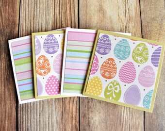 Blank Handmade Mini Easter Cards - Set of 4 Mini Easter Notecards with Envelopes - Mini Spring Cards - Easter Bunny Stationery for Kids