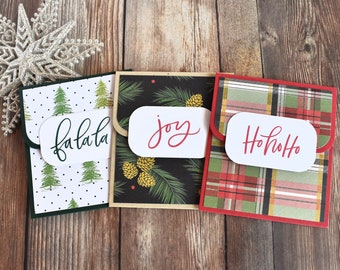 Handmade Variety Christmas Gift Card Holders - Holiday Gift Card Set - Joy Principal Gift - English Teacher Gift - Christmas Money Gifts