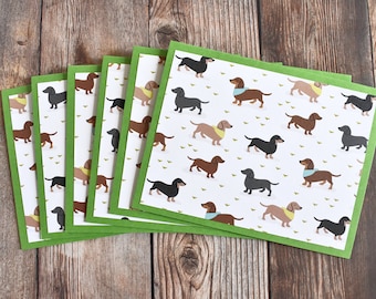 Dachshund Stationery - Weiner Dog Card - Handmade Blank Dog Note Cards - Animal Lover Cards - Handmade Puppy Thank You Notecards