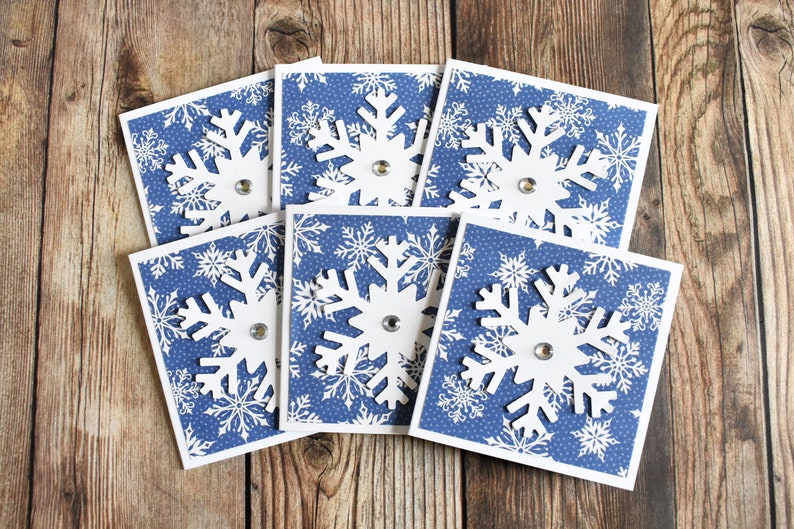 Blank Mini Christmas Notecards Mini Snowflake Holiday Note Card Set Winter Lunchbox Notes Christmas Miniature Love Notes for Husband image 1