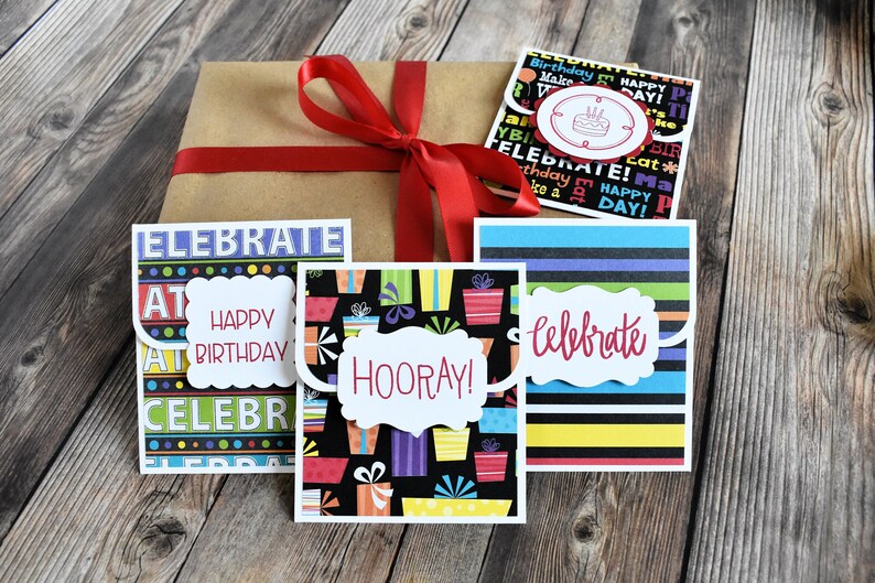 Birthday Gift Card Holder Set of 4 Happy Birthday Money Holder Variety Cards Coworker Gift Money Envelopes Teen Gift Card Envelope image 1