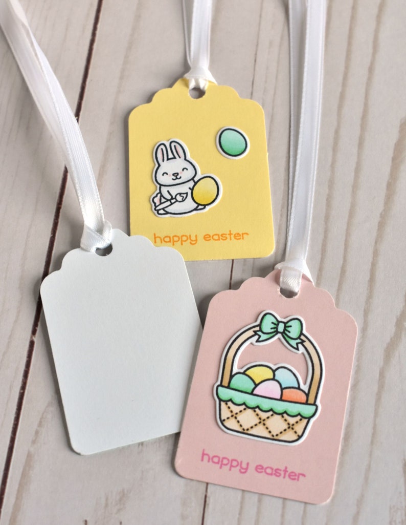 Handmade Easter Basket Gift Tags Blank Happy Easter Tags Pastel Easter Bunny Tags Easter Egg Tag Set Easter Gift for Daughter image 2