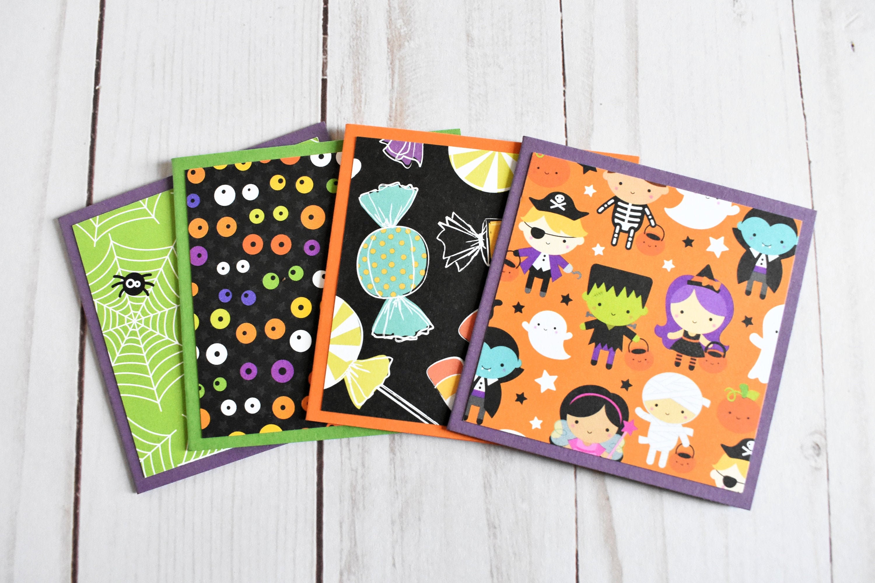 Mini Halloween Cards With Envelopes Set of 4 Miniature Happy - Etsy