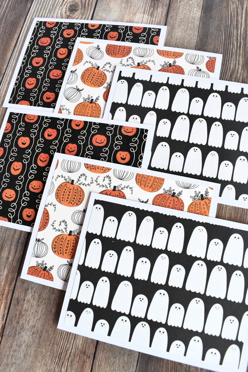 Rustic Halloween Note Cards Modern Halloween Greeting Cards Handmade ...