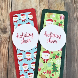 Handmade Paper Christmas Bookmarks - Handmade Holiday Bookmark - Unique Christmas Gift - Gift Under 5 - Santa Bookmark - Grandchildren Gift