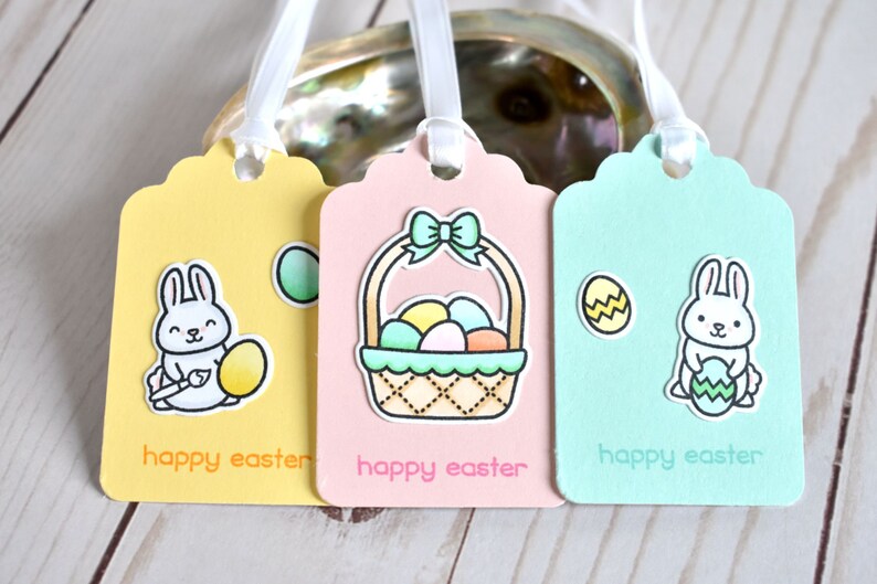 Handmade Easter Basket Gift Tags Blank Happy Easter Tags Pastel Easter Bunny Tags Easter Egg Tag Set Easter Gift for Daughter image 1