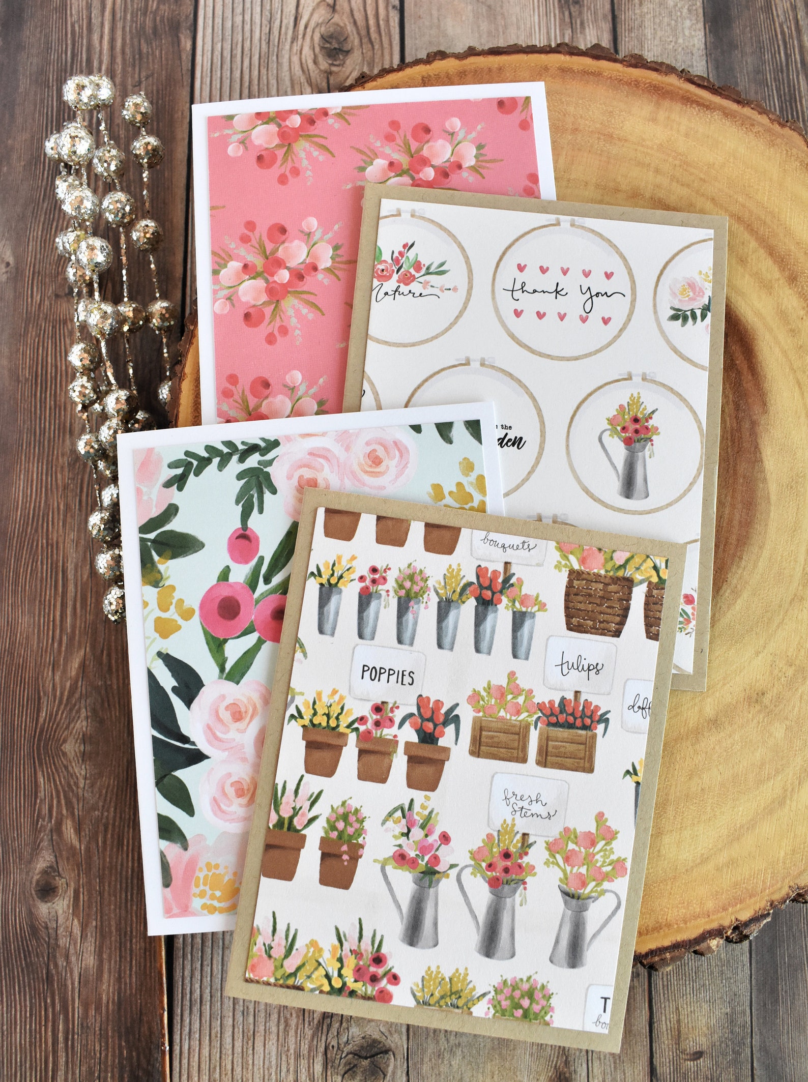 Handmade Market Garden Stationary Set - Blank Floral Note Cards ...