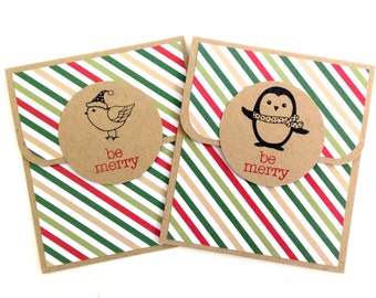 Cute Christmas Gift Card Holder Set - Holiday Gift Card Holder - Penguin Card - Christmas Card Holder - Money Holder Holiday - Gift Card