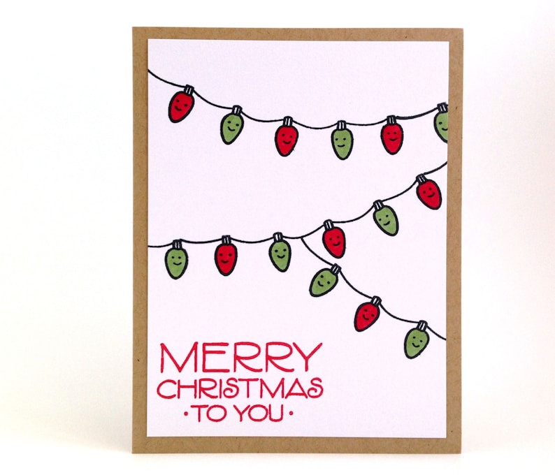 Unique Christmas Card Set Boxed Christmas Cards Cute Merry Etsy