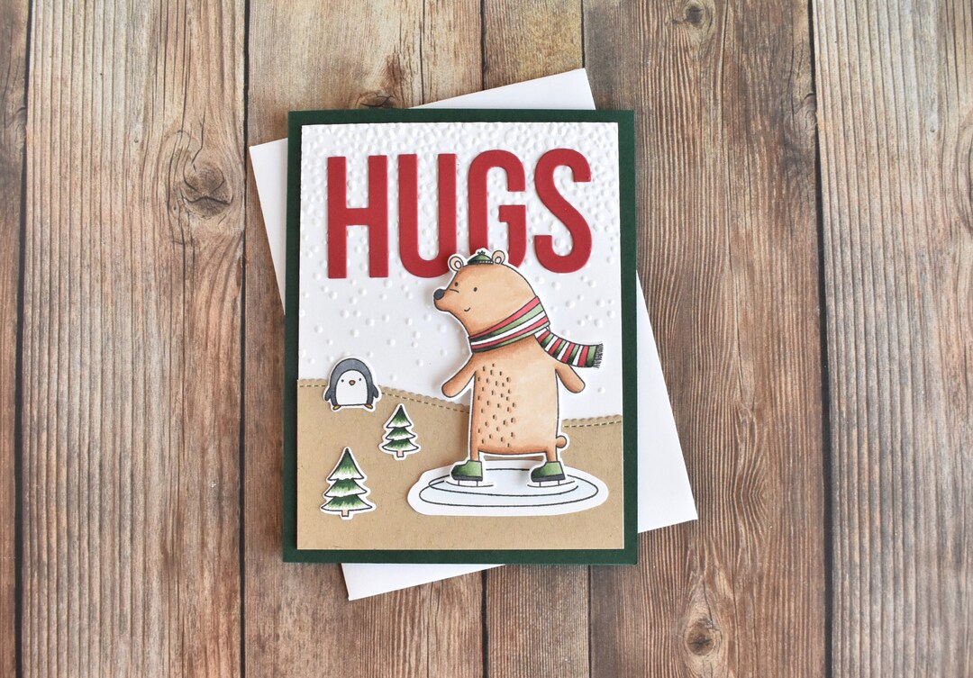 Ice Skating Bear Handmade 3D Christmas Card Special Etsy