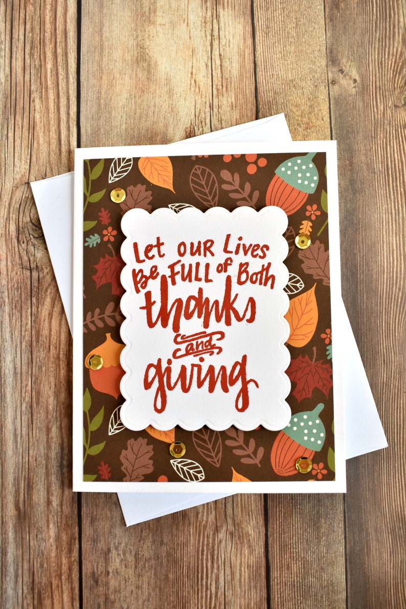 Handstamped Thanksgiving Greeting Card Handmade Autumn Card for Parents