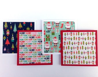 Blank Christmas Mini Cards - Blank Holiday Mini Cards - Holiday Card Set - Lunchbox Notes - Merry Christmas Cards - 3x3 Cards with Envelopes