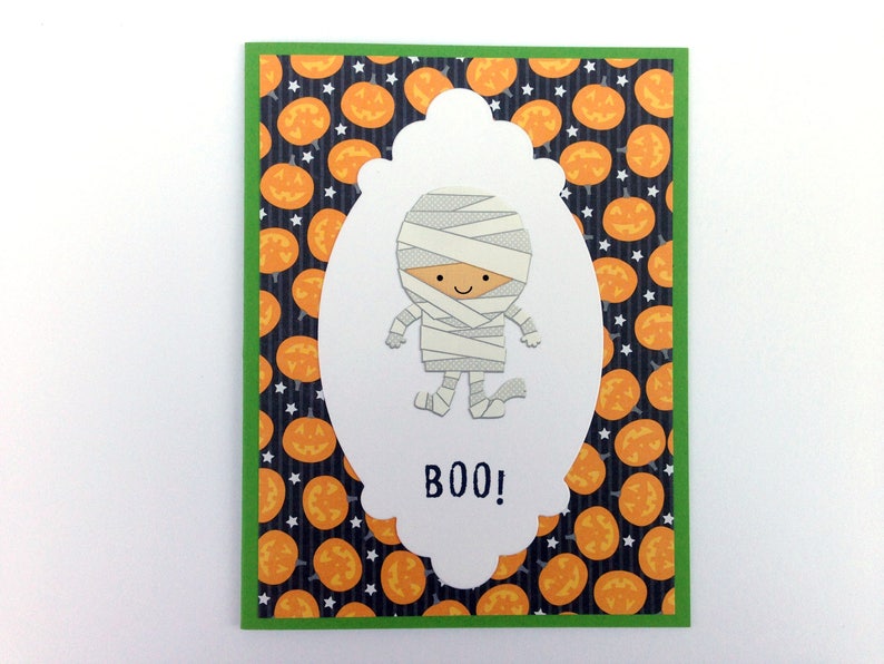 Halloween Card Cute Halloween Card for Kids Cute Mummy Boo Etsy