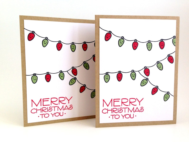 Unique Christmas Card Set Boxed Christmas Cards Cute Merry Etsy