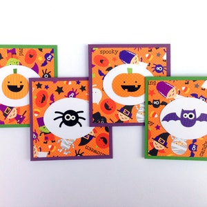 Mini Halloween Cards with Envelopes Set of 4 Miniature Happy | Etsy