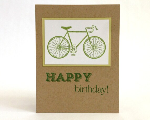 Carte D Anniversaire De Velo Vert Carte De Bon Etsy