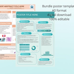 Paquete de plantillas para pósteres científicos | Paquete editable de pósteres de investigación en PowerPoint tamaño A0 | Diseño de pósteres para conferencias académicas