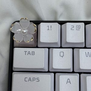 Handmade Cherry Blossom Keycap | Iridescent Pearl Flower for Mechanical Keyboard
