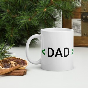 Developer Dad Mug, Programmer Gift, Coding Coffee Cup, HTML Syntax Joke, Funny 11oz Mug