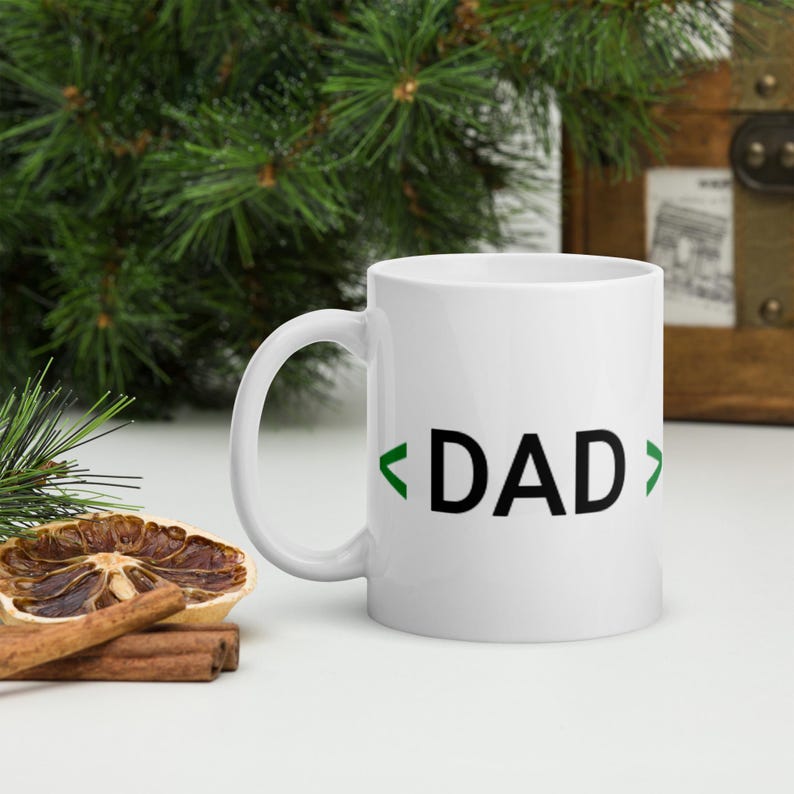 Developer Dad Mug, Programmer Gift, Coding Coffee Cup, HTML Syntax Joke, Funny 11oz Mug