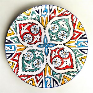 Handmade Moroccan Ceramic Plate 30cm | Traditional Moroccan Pottery | Hand-Painted Decorative Serving Plate Hanging DecorMoroccan Home Decor