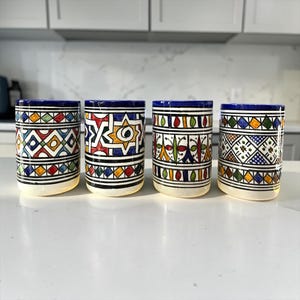 Handmade Moroccan Ceramic Cup | 250ml Pottery Tumbler | Bathroom Organizer | Makeup Brush Holder | Toothbrush Holder | Drinking Cup |Artisan