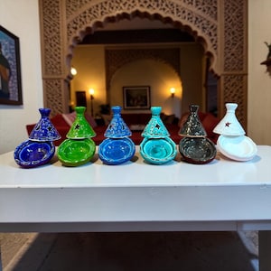 Handmade Moroccan Mini Tagine Candle Holder | Ceramic Tealight Holder | Small Pottery Serving Dish | Multi-Purpose Moroccan Decor | 9 cm