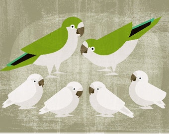 Parrot family  - Original Printable Image Download