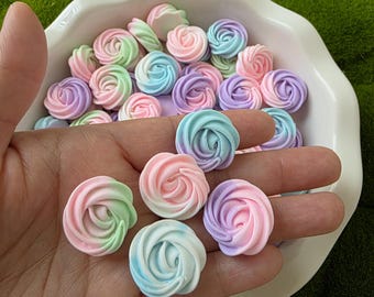 15 pieces Two Tone Meringue Frostings Fake Bake Kawaii Doll House Cabochon for Fake Bakes Mixed Gradient Flatback Resin Decoden Supplies DIY